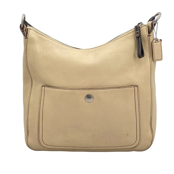 Vintage Coach Chelsea Bone Pebbled Leather Hobo Shoulder Bag F10891 - Picture 1 of 16